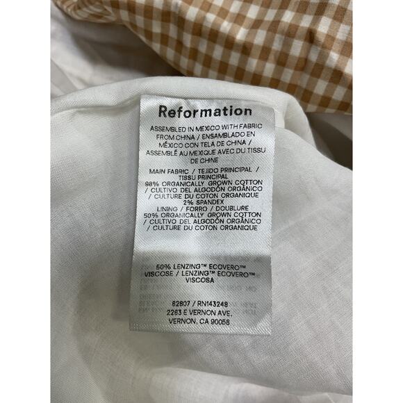 Reformation Strapless Dress in Checker Tan and White - Picture 2 of 5